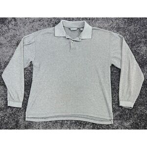 Vintage 90s‎ Knightsbridge Long Sleeve Polo Gray Textured Mens Medium Casual